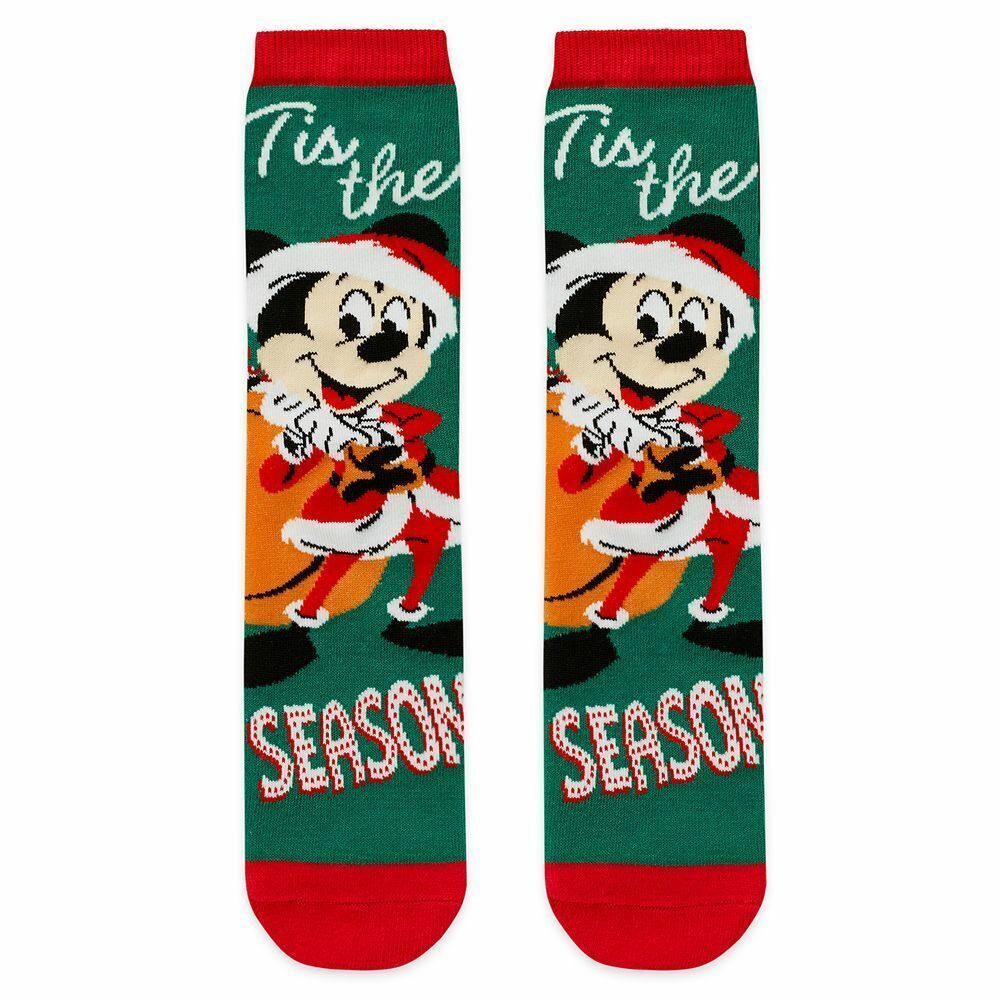 Disney Parks Adult Christmas  Mickey Mouse Socks One Size Tis The Season NWT